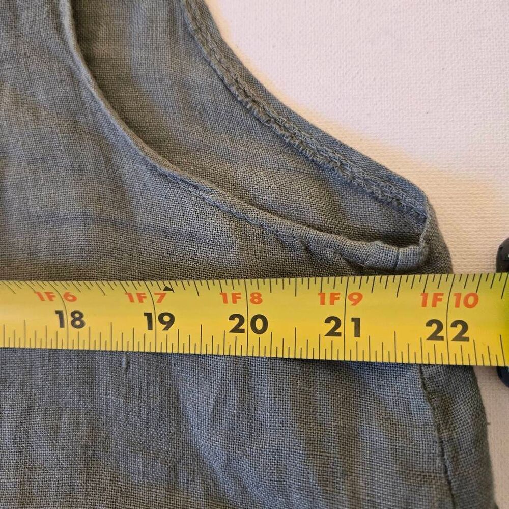 Womens 100% Linen Tiered Button Front Made in Italy Dress Large - Picture 7 of 9